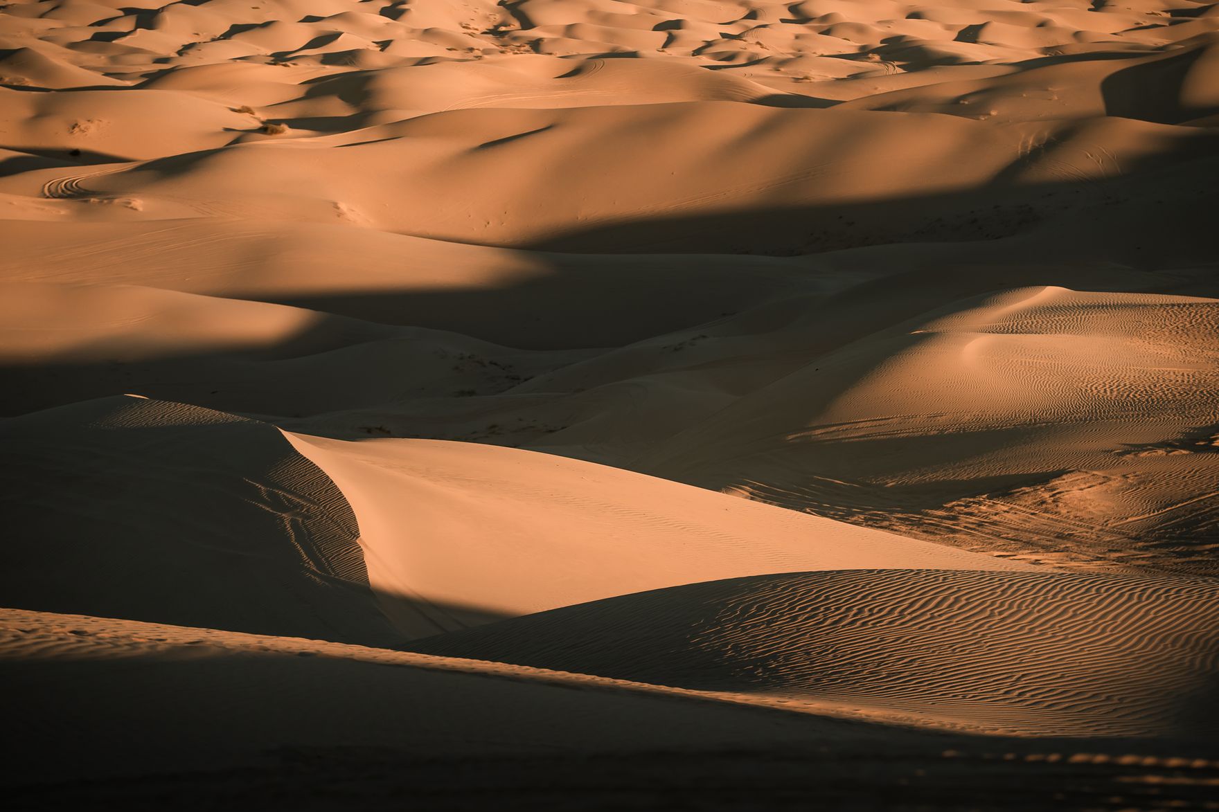 The Imperial / Algodones Sand Dunes at sunset, west of Yuma on the Arizona/California border — the payoff at the end of the Phoenix to Yuma drive